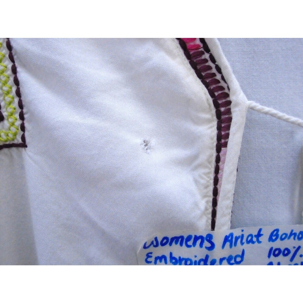 Ariat Womens Medium Boho Tasseled Cardigan Duster Embroidered Ivory 100% Rayon - Picture 8 of 11